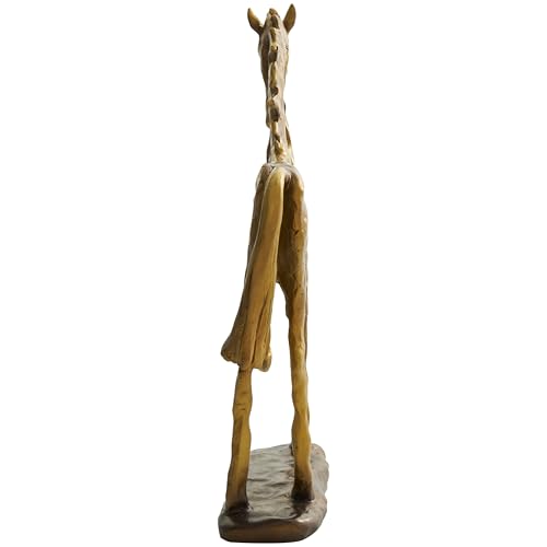 Escultura Decorativa de Caballo Dorado de Polystone 11"x3"x13" miniatura 3