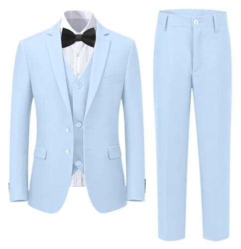 Image of Boys' Formal Suit 5 Piece Slim Fit Suits for Boy Kids Tuxedo Toddler Wedding Ring Bearer Outfit Teen Communion Dress