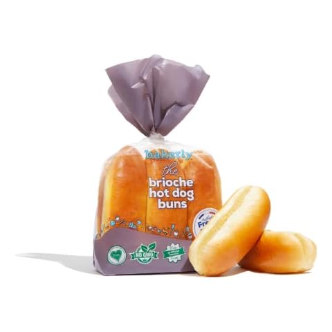 bakerly Brioche Hot Dog Buns Pack of 4, 6-Count (24 Total Brioche Hot Dog Buns) Cover