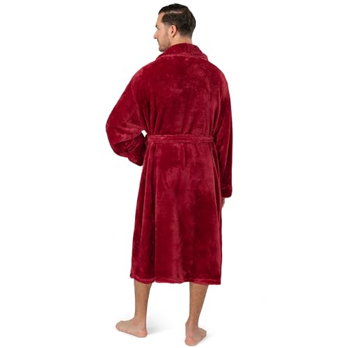 Image of PAVILIA Mens Soft Robe, Plush Fluffy Fleece Bathrobe Men, Long Sherpa Shaggy Spa Robe