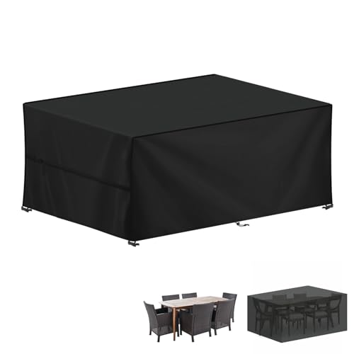 LAMUNI Abdeckung für Gartenmöbel, Wasserdicht Abdeckplane Gartenmöbel, 420D Oxford Gewebe Loungemöbel Abdeckung, Winterfest Schutzhülle für Sitzgruppe, Gartenlounge, Rattanmöbel, 210x100x75cm