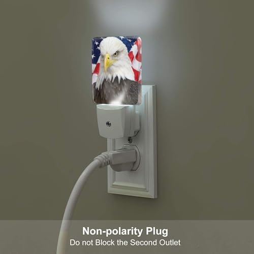 Image of American Bald Eagle Night Light,Plug Into Wall with Dusk to Dawn Light Sensors, Warm Nightlights for Bedroom, Bathroom, Hallway, Kitchen, Gifts Ideal for Boys Girls Women Men