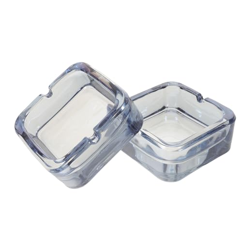 SUPVOX Posacenere Quadrato in Vetro Trasparente Antivento, Set da 2 Pezzi per Casa, Ufficio e Patio, Design Vintage Multifunzione per Soggiorno e Ambienti Interni ed Esterni, Dimensioni