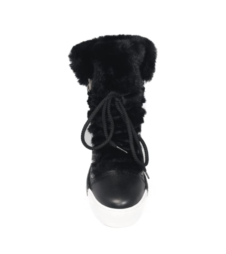 Cecelia New York Seymore Black White Snake Sneaker Fur Lace Up Fashion Boots4