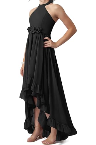 LTW 3D Flower Junior Bridesmaid Dresses Chiffon Flower Girl Dress Hi-lo Birthday Dress for Girls2