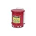 Justrite 21-Gallon Steel Trash Can with Self-Closing Cover, Red, 23.438 in H x 18 3/8 in Dia