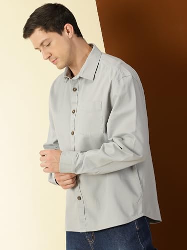 Image of Thomas Scott Men's | Solid | Full Sleeve | Loose Fit | 100% Cotton | Single Pocket | Spread Collar | Casual Shirt