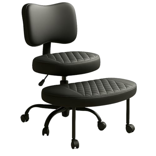 Cross Legged Office Chair Meditation ADHD Yoga Chair for Adults with Ergonomic Back Support Cushioned Seat and Leg Rest for Criss Cross Sitting Kneeling Fidgeting Height Adjustable 360° Swivel