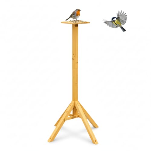 Mucola Vogelhausständer aus Holz 105 cm hoch universell für Vogelhäuser & Futterhäuser großer Standfuß 66 5×66 5 cm Stabiler Outdoor-Ständer für Vogelfutterstation