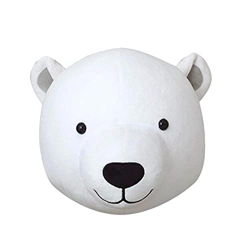 Tête d'animal en peluche murale ours décoration chambre enfant coton