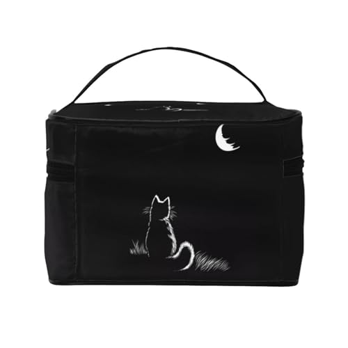 メイクボックス 化粧ボックス 黒猫 ねこ 猫柄 レディース メンズ コスメ収納ボックス 大容量 多機能 化粧品収納 旅行用品収納バッグ メイク収納 コスメバッグ 持ち運び便利 makeup organizer 小物入れ メイク道具入れ プレゼント CSMB