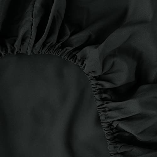 Image of Ghooss Full Size Fitted Sheet,Hotel Quality Bedding Fitted Sheet Deep Pocket up to 14 Inch,Wrinkle and Fade Resistant,1 Piece,Black