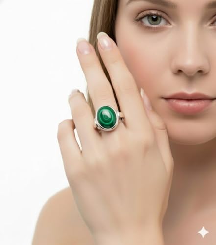 Image of 55Carat Choose Your Color Natural Gemstone Sterling Silver Statement Rings Oval Shape Handmade Sizes 5-12