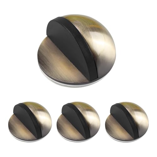 4pcs Self Adhesive Door Stoppers Mounted Half Moon Door Stop Polished Oval Door Stoppers for Floor with Glue Wall Protector Stainless Steel Door Stops Indoors for Home & Office UseSilver & Bronze