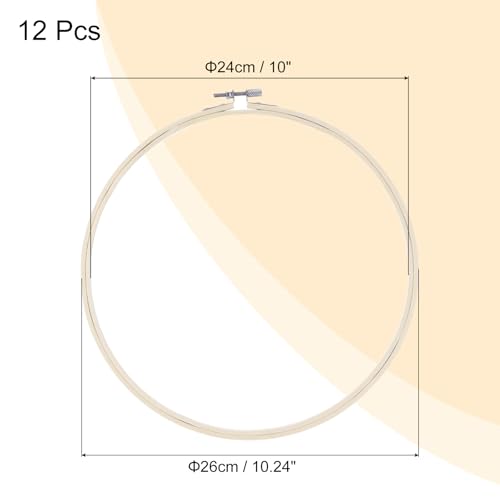 Image of MECCANIXITY 12 Pieces 10 Inch Embroidery Hoops Adjustable Round Bamboo Circle Cross Stitch Hoop Ring for Art Craft Handy Sewing Needlework DIY Decoration