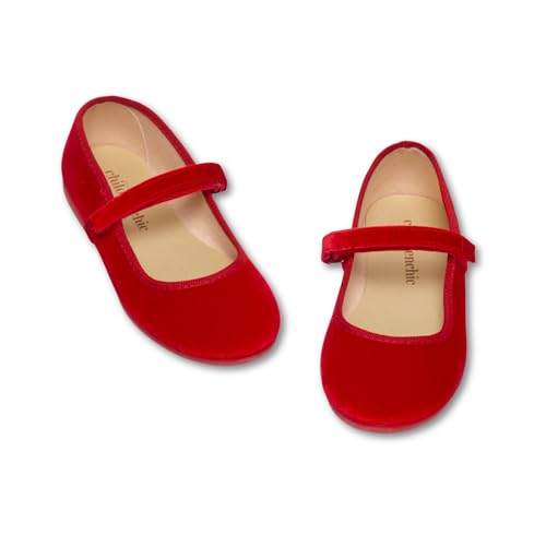 Mary Jane Shoes for Girls – Classic & Comfortable Dress Shoes for Toddlers & Kids – Perfect Flats for School, Play, and Special Occasions (Velvet, Grey, 6 Toddler)