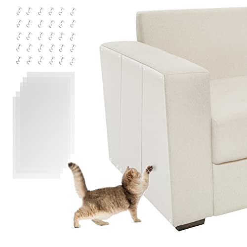 Uotyle Kratzschutz Sofa Katze 6 Stück Anti Kratz Folie Mit 30 PCS Polster Nägel Selbstklebend Kratzbretter Für Möbel und Sofa Kratzschutz (43*15cm) Cover