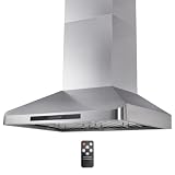 VESTA London 900CFM 30'' Wall Mounted Stainless Steel Range Hood 4 Speeds Touch Screen 6'' Top Round