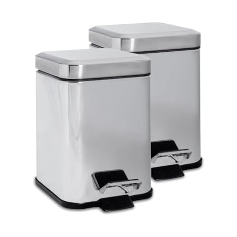 Harbour Housewares 3L Chrome Bathroom Bins Cover