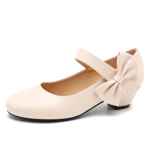 Peijely Women's Bow Mary Jane Dress Pumps, Low Block Heel with Bow, Side Bowknot, Round Toe Wedding Shoes Nude Matte 37 - US 6.5 by Peijely - Used condition - US$32.29