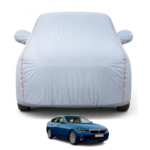 Image of Premium Car Cover for BMW 6 Series GT Model | Waterproof, UV & Dust Protection | Mirror & Antenna Pocket | Triple Stitched, Soft Inner Lining, Belt & Buckle (Dark Grey)