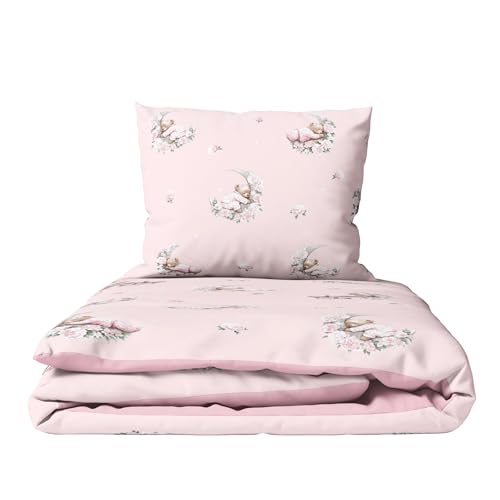 Juego de edredón y almohada de 2 piezas para bebés y niños de 120 x 90 cm para adaptarse a la cama de cuna (luna floreciente)