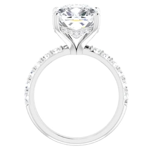 2CT-6CT Cushion Cut Colorless Moissanite Engagement Ring, Wedding/Bridal Ring Set, Halo Style, Solid Sterling Silver, Anniversary Bridal Jewelry4