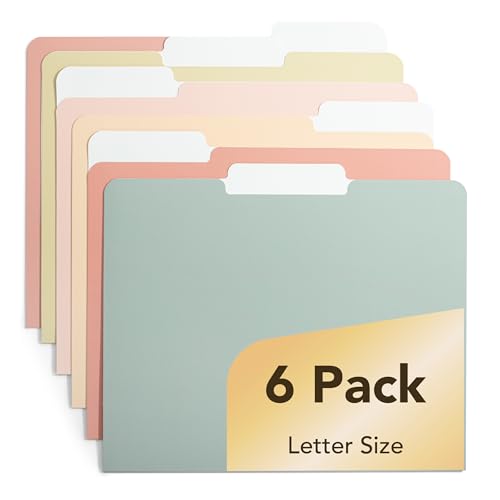 Mr. Pen- File Folders, 6 Pack, Vintage Colors, 1/3-Cut Tab