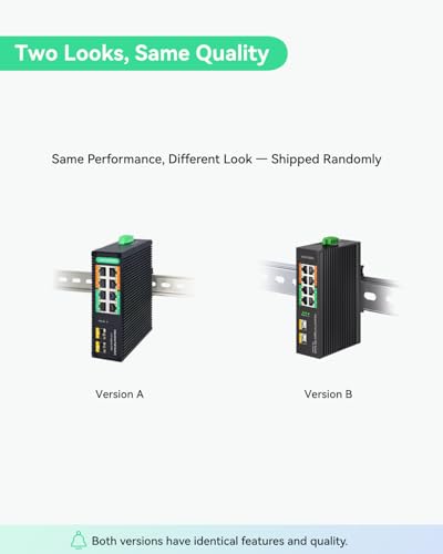 Image of LINOVISION Industrial 8-Port Full Gigabit PoE Switch with 4 BT 90W PoE++ Ports, 2 Gigabit SFP Uplinks, 120W Budget, NDAA Compliant, DIN-Rail Switch for PTZ Camera /Lighting /Monitor