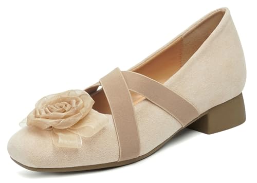 Niction Suede Flats for Women Cute Flower Round Toe Flat Shoes Casual Mary Jane Ballet Flats Shoes Comfortable Dressy Outdoor Shoe 2025