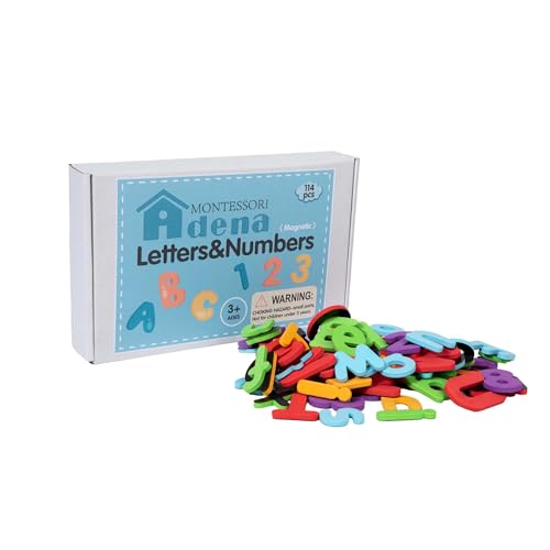 Adena Montessori Magnetic Letters and Numbers Set for Toddlers,115 Pcs Foam Alphabet Fridge Magnets and Numbers,Preschool Learning Spelling Counting Uppercase Lowercase Math for 3 4 5 Years Kids