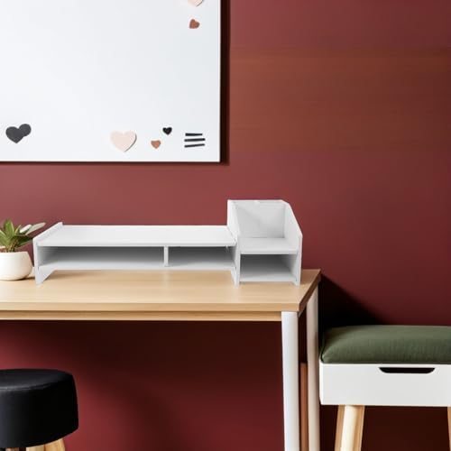 Support Écran Ordinateur Bureau Vaguelly - Réhausseur Ergonomique PVC et Rangement