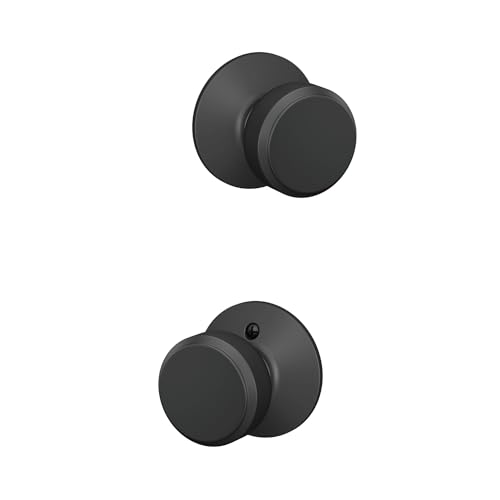 Image of Schlage F10 BWE 622 Bowery Door Knob, Hall & Closet Passage Lock, Matte Black
