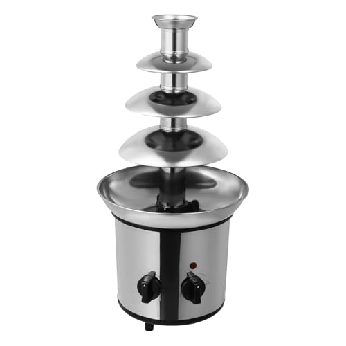 4 Tier Stainless Steel Chocolate Fountain Machine, 110V Electric Chocolate Fondue Machine for Parties-Melts Cheese, Queso, Candy, and Liqueur-Dip Strawberries, Apple Wedges, Vegetables, 1.8L/60.86oz