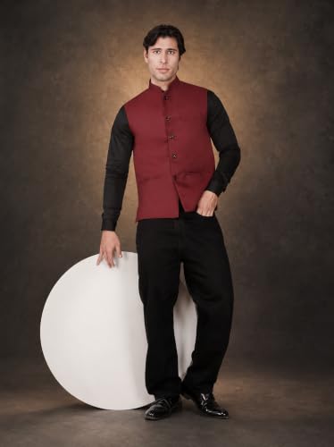 Image of Vastraa Fusion Bandi Modi Koti, Nehru Jacket for Men, Cotton Waistcoat for All Occasion: Diwali, Wedding, Ethnic, Office Party, Formal & casual Look