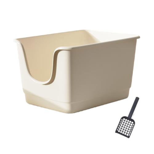 YNYN 猫 トイレ 大型 一体型 深型 バスタブ型 猫砂 飛び散り防止 多頭飼い対応 子猫も使える 出入り口低め 掃除簡単 スコップ掛け付き 隠れ家 妊娠猫にも適用 (A)