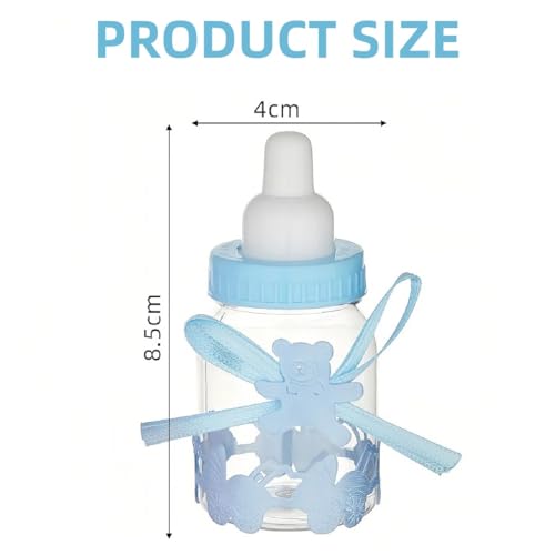 Baby Party Flasche Candy Flaschen,Taufe Milchflasche,Taufe Babyflaschen,Dekoration für Babydusche Flasche,Babyparty Candy BoxFavors,Milchflasche Baby Shower Party,Wiederverwendbar,Blau,12 pcs