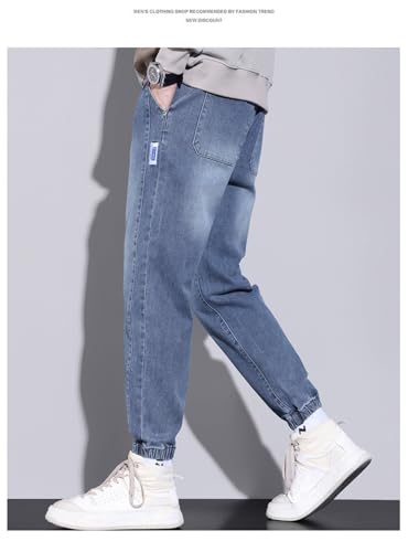 Jeans Pants Trousers Denim Men's Harun Elastic Leg Binding Korean Version Slim Fit2