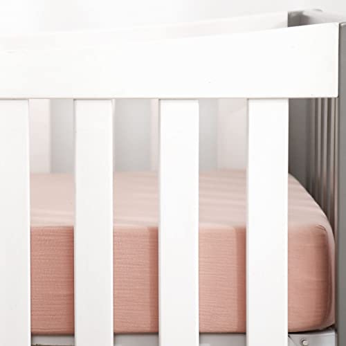Image of GRSSDER 100% Cotton Muslin Crib Sheet 2 Pack - Breathable & Ultra-Soft Fitted Crib Sheets for Standard Baby & Toddler Mattresses, 52 inchx28 inch with 9 inch Deep Pocket, Snug Fit All-Around Elastic