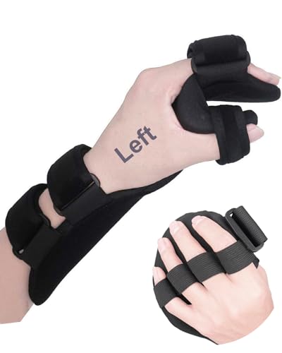 Soft Resting Hand Splint Night Wrist Splint Support Immobilizer Finger Wrist Fracture Fixation Scaffold for Stroke Hand Pain Tendinitis Sprain Fracture Arthritis Dislocation (Medium, Left)