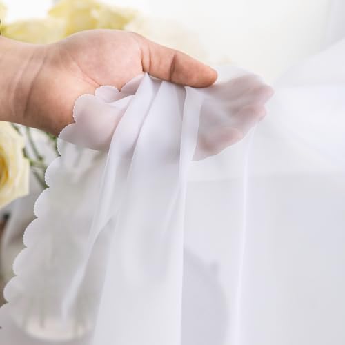Image of MYSTIC-HOME White Sheer Curtains 108 Inches Long 2 Panels Tulle Window Panels for Bedroom 2 Panel Sets Rod Pocket Sheer White Curtains for Living Room Garden Yard 40 W x 108 L