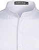 PARKLEES Men's Slim Fit Long Sleeve Button Up Casual Band Collar Shirts White S #2
