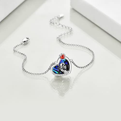 LILALO Nightmare Bracelet Sterling Silver Abalone Shell Jack and Sally Bracelet Skull Jewelry4