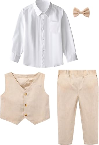 Image of A&J DESIGN 4pcs Baby & Toddler Suit, 12 Months - 5T, Shirt & Pants & Vest & Bow Tie
