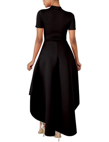 Lrady Womens V Neck Short Sleeve High Low Cocktail Party Dresses Peplum Tunic Tops Shirt Dress2