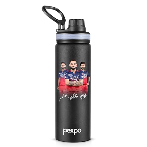 Image of Aqua Sip 900 ISI Certified Stainless Steel Sipper Water Bottle - 800ml | Single Wall | Easy to Carry Handle | For Home, Office, Gym, School, Trekking - Knight Black Virat Print