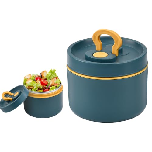 Kleemeiero Contenitore Termico per Alimenti da 650 ml Porta Pranzo Termico in Acciaio Inossidabile Scatola Termica per Alimenti con Cucchiaio Porta Pranzo Termico per Yogurt Pranzo Zuppa Porridge, Blu