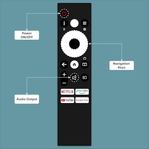 Image of BLACKSHEEP Compatible with Croma Google Tv Remote - Without Voice - Hot Keys YouTube, Prime Video Netflix, & Google Play Use for LCD LED OLED QLED UHD 4K Android TV -(Old Remote Must be Exactly Same)