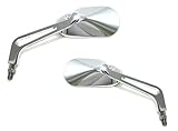  Universal Alu Lenker Spiegel Set Satz OVAL Chrom Motorrad Roller M10