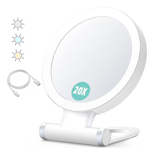 Espejo de Maquillaje de Viaje LICAEVEY con Luz 20X